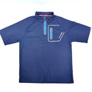 Polaris Mens Large Quarter Zip Tech Polo Blue Performance Short Sleeve Jersey